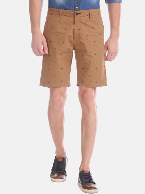 Cherokee Men Brown & Black Printed Slim Fit Regular Shorts