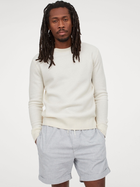 H&M Men Grey Solid Regular Fit Regular Shorts