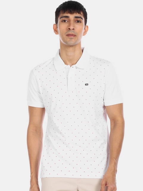 Arrow Sport Men White Printed Polo Collar T-shirt