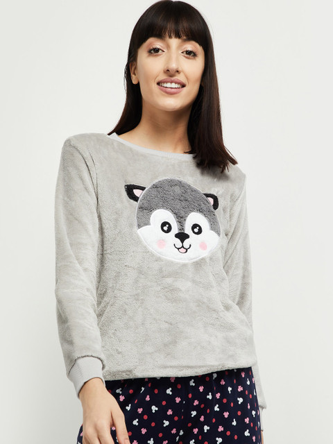 max Women Grey Printed Sweatshirt
max Women Grey Printed Sweatshirt
