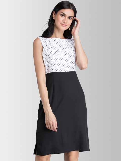FableStreet Women White Printed A-Line Dress