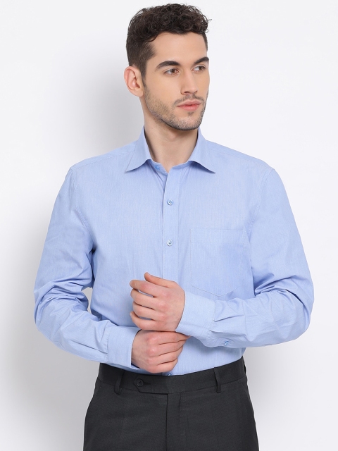 COBB Men Blue Regular Fit Solid Formal Shirt