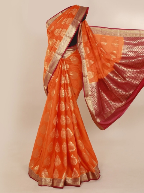 Pothys Orange & Gold-Toned Pure Silk Woven Design Mysore Silk Saree with Zari Border
Pothys Orange & Gold-Toned Pure Silk Woven Design Mysore Silk Saree with Zari Border