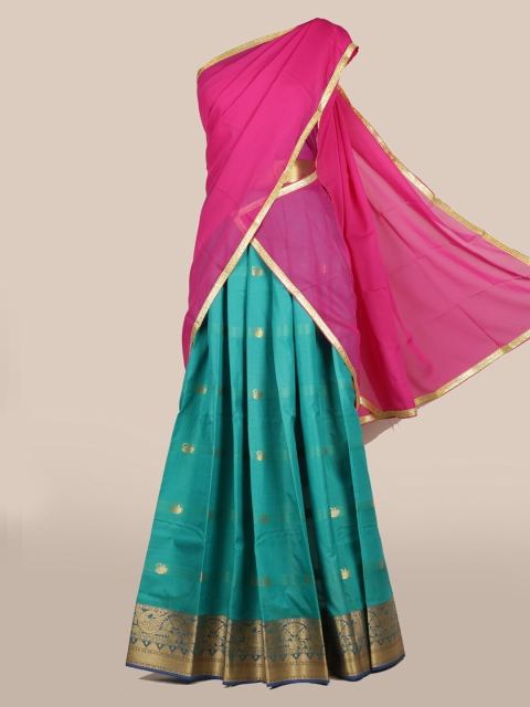 Pothys Pink Woven Design Poly Chiffon Traditional Half Saree