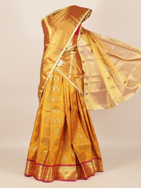 Pothys Gold-Toned Woven Design Tissue Lehenga Saree