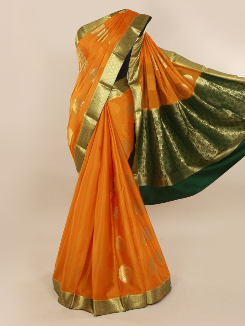 Pothys Orange & Gold-Toned Pure Silk Woven Design Mysore Silk Saree with Zari Border
Pothys Orange & Gold-Toned Pure Silk Woven Design Mysore Silk Saree with Zari Border