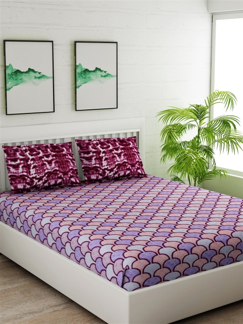 Salona Bichona Purple & Burgundy Geometric 144 TC Cotton 1 Queen Bedsheet with 2 Pillow Covers
Salona Bichona Purple & Burgundy Geometric 144 TC Cotton 1 Queen Bedsheet with 2 Pillow Covers