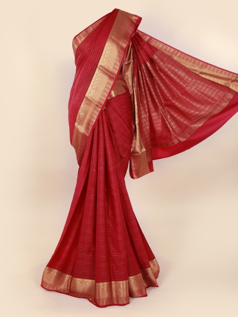 Pothys Maroon Pure Silk Woven Design Mysore Silk Saree