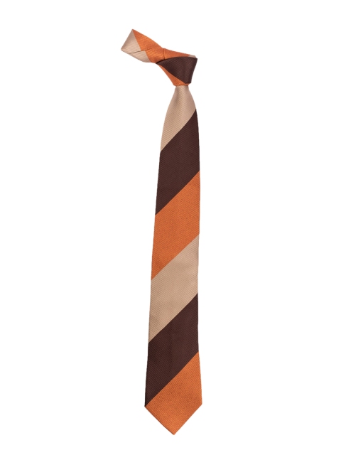 The Tie Hub Orange & Brown Woven Design Broad Tie