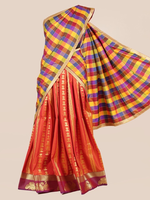 Pothys Multicoloured Checked Half Saree, Multi