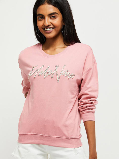 max Women Pink Embellished Sweatshirt 
max Women Pink Embellished Sweatshirt