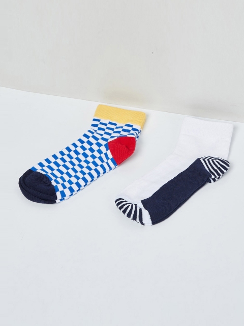 max Boys Pack Of 2 Patterned Ankle-Length Socks, White