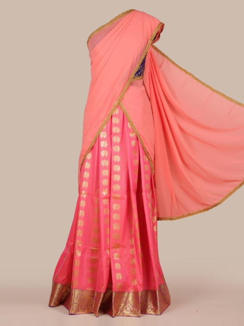 Pothys Peach-Coloured & Gold-Toned Poly Chiffon Woven Design Traditional Half Saree
Pothys Peach-Coloured & Gold-Toned Poly Chiffon Woven Design Traditional Half Saree