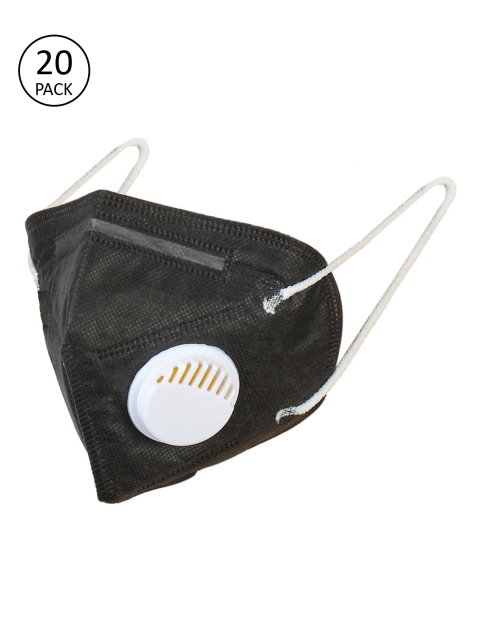 OOMPH Unisex Pack Of 20 Black Solid 5-Ply Anti-Pollution Reusable KN95 Masks