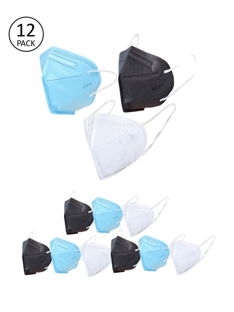 OOMPH Pack Of 12 5-Ply Reusable Anti-Pollution KN95 Outdoor Masks, Black