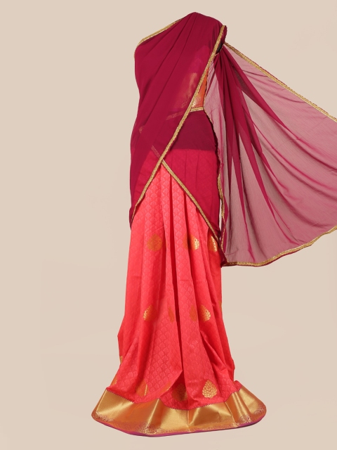Pothys Maroon Embroidered Half Saree