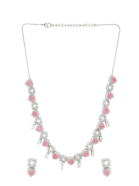 Studio Voylla Silver-Plated White & Pink Cubic Zirconia Studded Love Knots True Lover's Knot Jewellery Set
Studio Voylla Silver-Plated White & Pink Cubic Zirconia Studded Love Knots True Lover's Knot Jewellery Set