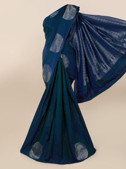 Pothys Navy Blue Silk Cotton Solid Kanjeevaram Saree