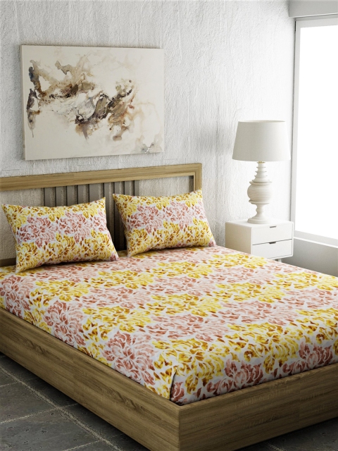 EverHOME White & Mustard Ethnic Motifs 210 TC Cotton 1 Queen Bedsheet with 2 Pillow Covers
EverHOME White & Mustard Ethnic Motifs 210 TC Cotton 1 Queen Bedsheet with 2 Pillow Covers