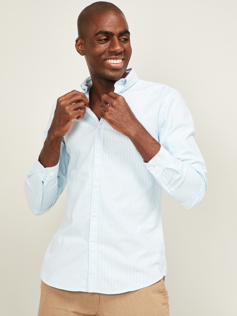 UCLA Men Blue Slim Fit Striped Casual Shirt
