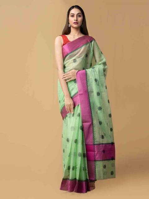 Unnati Silks Green Pure Cotton Woven Design Kota Saree