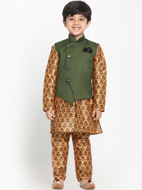 JBN Creation Boys Yellow & Green Floral Printed Regular Straight Kurta with Pyjamas
JBN Creation Boys Yellow & Green Floral Printed Regular Straight Kurta with Pyjamas