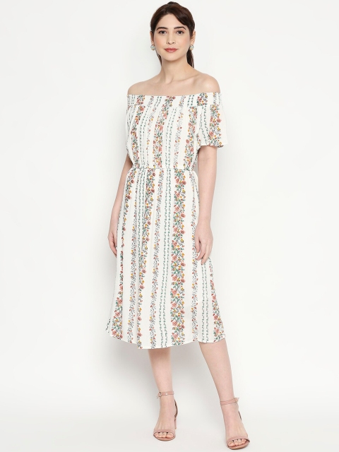 People Women Off-White Printed A-Line Dress