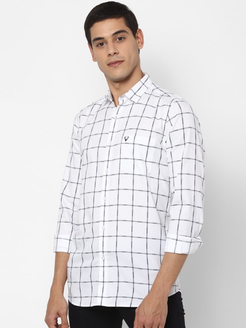 Allen Solly Men White Slim Fit Checked Casual Shirt