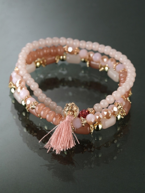 CRZ Nude-Coloured & Rhodium-Plated Handcrafted Multistrand Bracelet