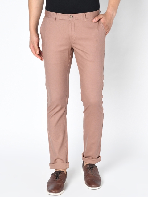 Blackberrys Men Peach Slim Fit Chinos Trousers
