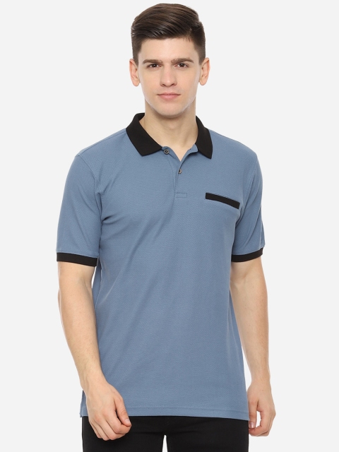 Allen Solly Men Blue Solid Polo Collar T-shirt
