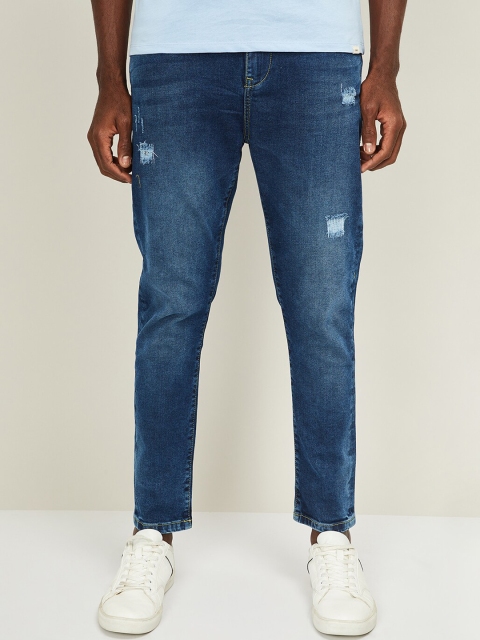 Forca Men Blue Regular Fit Mid-Rise Low Distress Jeans