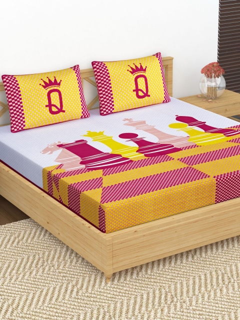 METRO LIVING White & Maroon Conversational Cotton Queen Bedsheet with 2 Pillow Covers
METRO LIVING White & Maroon Conversational Cotton Queen Bedsheet with 2 Pillow Covers