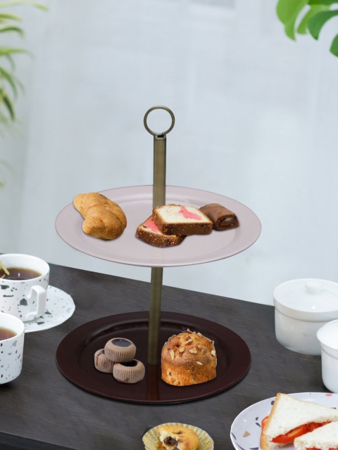 nestroots Pink & Brown Solid Cake Stand