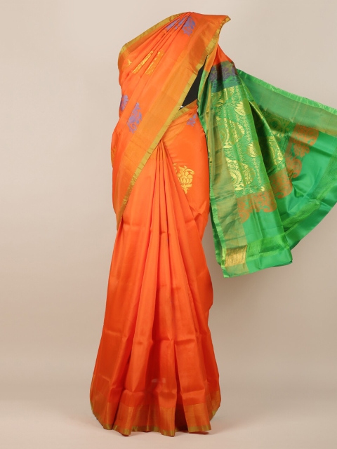 Pothys Orange & Green Art Silk Woven Design Saree
