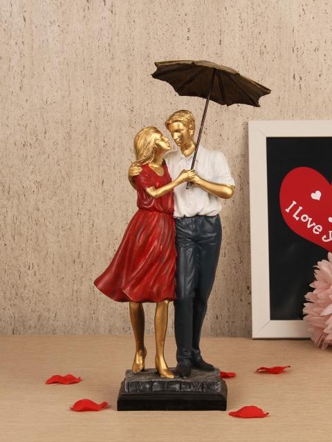 TIED RIBBONS Gold-Toned & Red Couple Valentine Showpiece