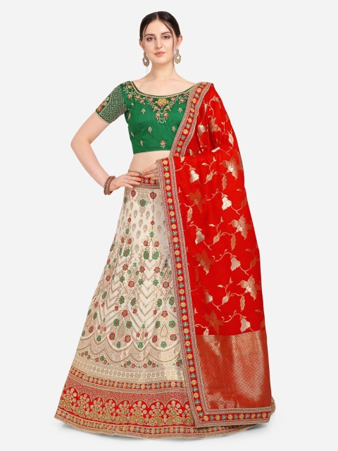 Stylee LIFESTYLE Off-White & Green Embroidered Semi-Stitched Lehenga & Blouse with Dupatta
Stylee LIFESTYLE Off-White & Green Embroidered Semi-Stitched Lehenga & Blouse with Dupatta