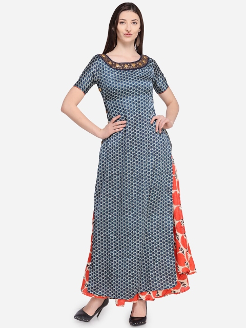 Stylee LIFESTYLE Navy Blue & White Printed Embroidered Satin Semi-Stitched Gown Fabric
Stylee LIFESTYLE Navy Blue & White Printed Embroidered Satin Semi-Stitched Gown Fabric