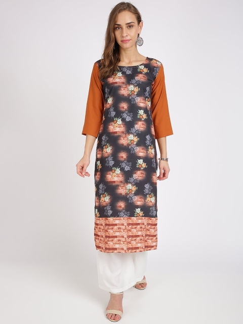 Florence Women Brown & White Printed Kurta with Palazzos