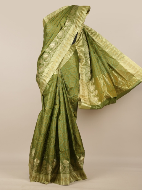 Pothys Green Pure Silk Woven Design Tussar Saree