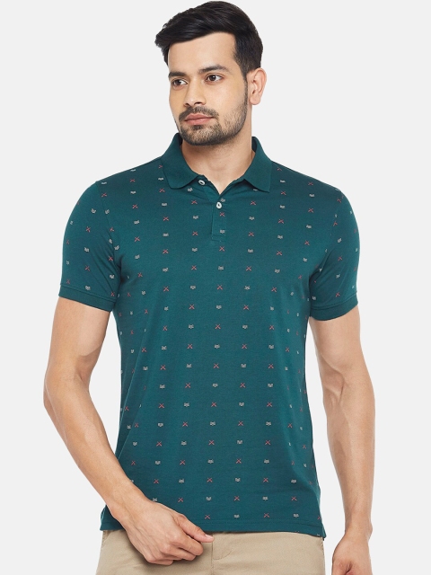 BYFORD by Pantaloons Men Green Printed Polo Collar T-shirt