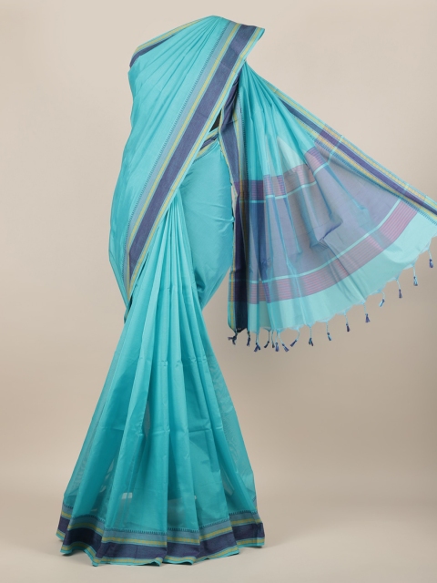 Pothys Blue Solid Silk Cotton Saree