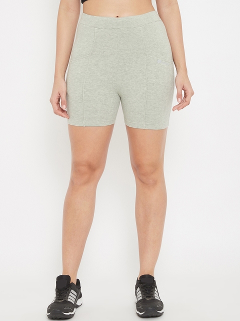 C9 AIRWEAR Women Green Solid Regular Fit Sports Shorts