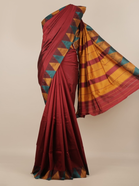 Pothys Maroon Solid Art Silk Saree