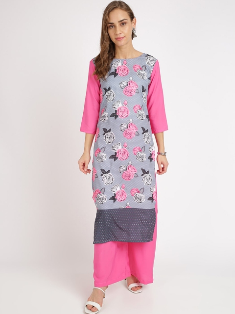 Florence Women Pink Floral Printed Kurta
