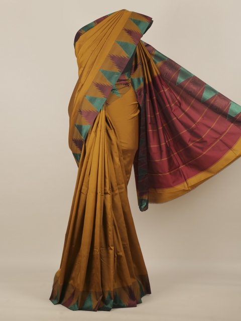 Pothys Mustard Solid Art Silk Saree