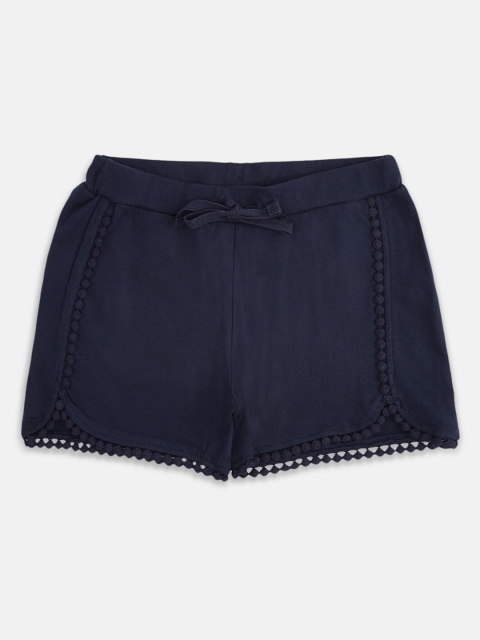 Pantaloons Junior Girls Navy Blue Solid Regular Fit Shorts