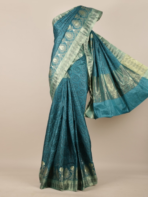 Pothys Blue Pure Silk Woven Design Tussar Saree