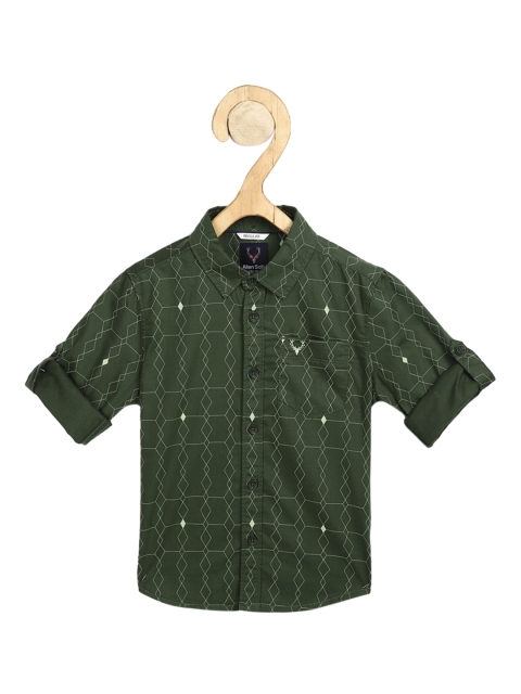 Allen Solly Junior Boys Green Regular Fit Printed Casual Shirt