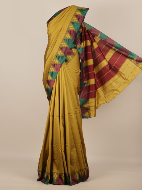Pothys Yellow Solid Art Silk Saree